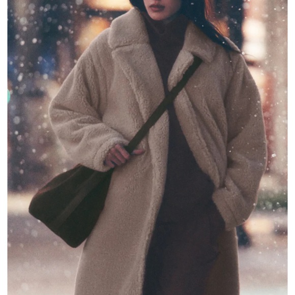 Alo Yoga Oversized Sherpa Trenchcoat In Camel Teddy Jacket SZ xxs - Picture 3 of 4